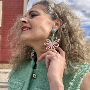 Pendientes flor Rafia
