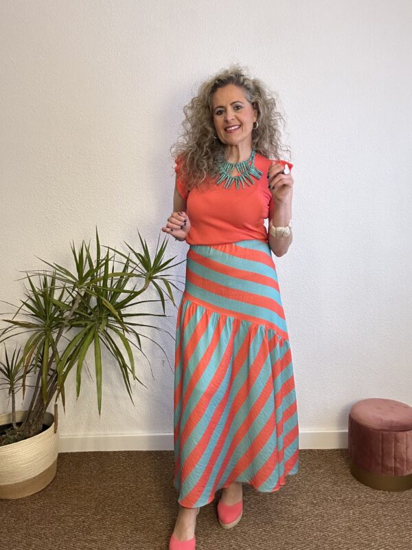 Falda raya coral