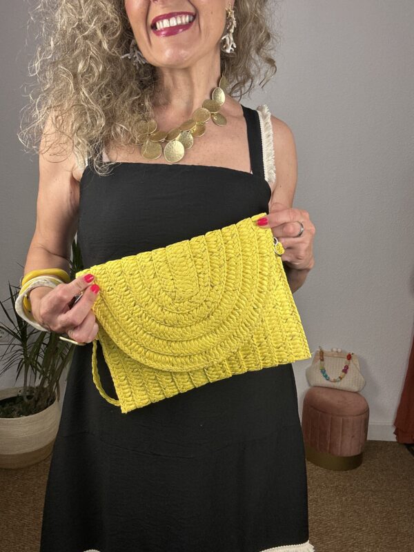 Cartera Rafia amarilla - Imagen 3