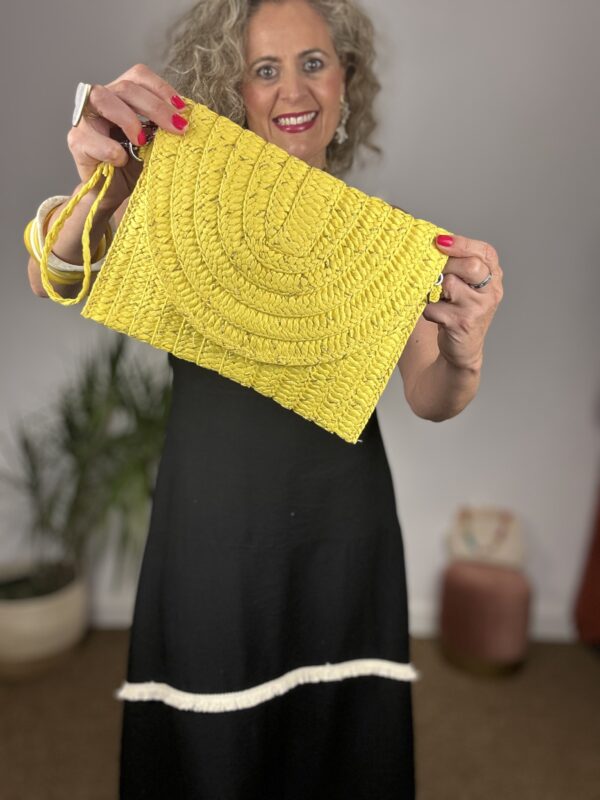 Cartera Rafia amarilla - Imagen 2
