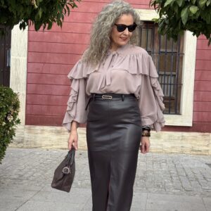 Falda polipiel Marrón