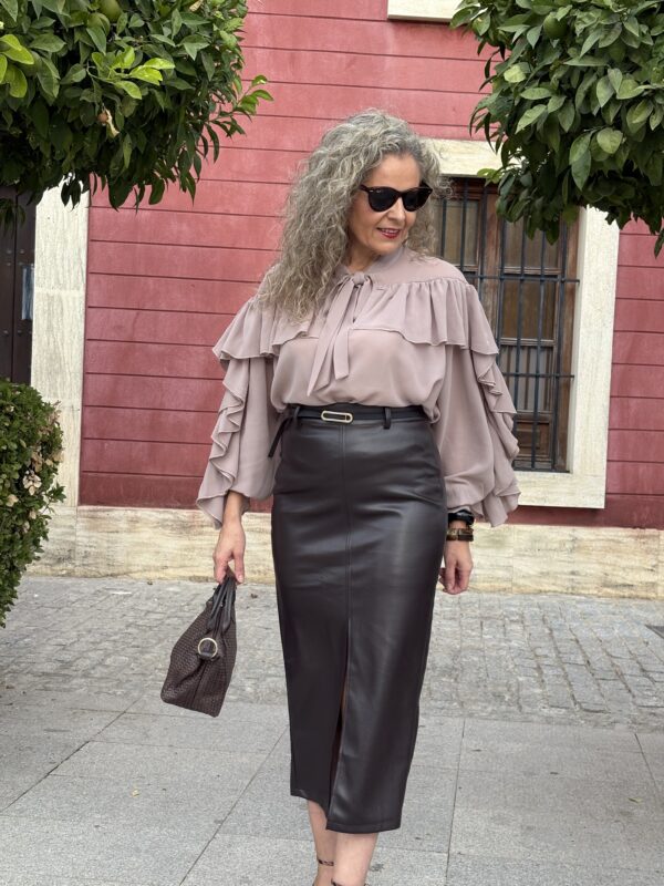 Falda polipiel Marrón