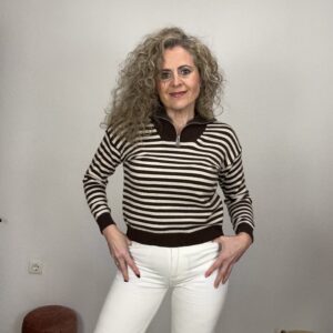 Jersey de rayas marrón